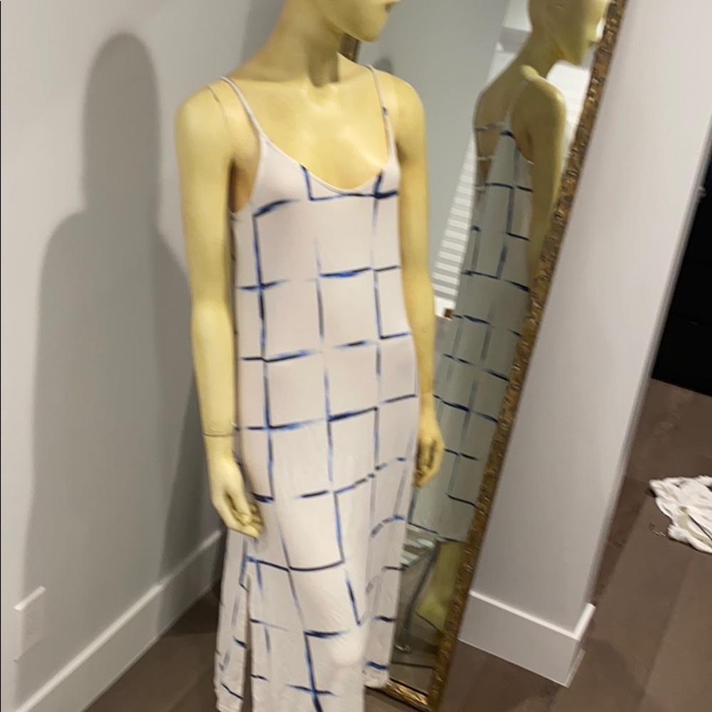 White and blue cotton dress